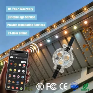 12V 24V 36V Permanent Outdoor Lighting IP68 RGBW Gemstone Pixel Point Lights USC2904 Christmas Holiday Lights
