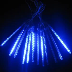 12V IP65 Outdoor LED Christmas Meteor Shower Light 72 LEDs 360 View Angle 10pcs Set 80CM Colorful
