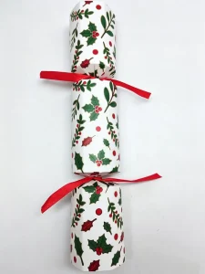 12in Holly Berry Christmas Crackers Festive White & Red Holiday Party Favors