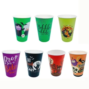 12oz Halloween Paper Cups Spooky Multi Design Disposable Drink Cups for Parties Events Resale