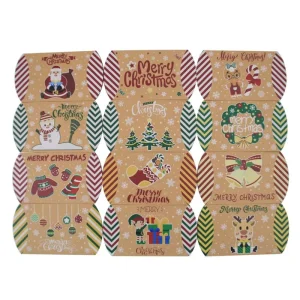 12pcs Christmas Paper Gift Pillow Boxes Santa Claus Design for Candy Chocolate Packaging for Christmas Parties