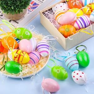 12pcs set Hot Selling Easter Egg Decorations Creative Random Print Easter Eggs Holder Decorations Scene Layout