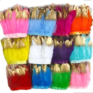13-18cm Shiny Gold Tipped Goose Tail Feather Trim Custom Dyed Multi Color for Carnival Dress Wedding Backdrop DIY Craft