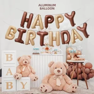 13 Pcs Caramel Brown Happy Birthday Foil Letters Balloons 16 Inch Durable Baby Shower Birthday Party Decoration