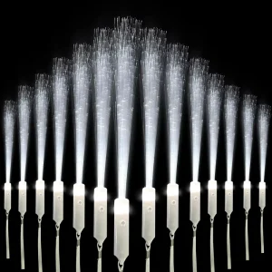 13.8 Inch White Glow Stick 3-Mode Fiber Optic Wand for Weddings Bridal Shower Christmas Graduations