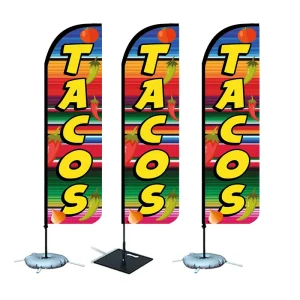 130G Knitting Double-Sided Beach Flag Banner Advertising Outdoor Custom Food Festival Diversion Knife Feather Flags