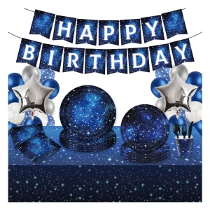 132 pcs Galaxy Party Starry Night Supplies Tableware Set Outer Space Theme Birthday Starry Sky Astral Party Decorations