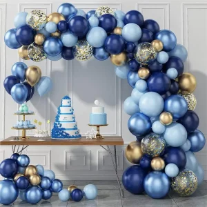 133pcs Kids Birthday Party Decoration Kit Wedding Baby Shower Boy Blue Metallic Balloon Garland Gold Confetti Balloon Arch