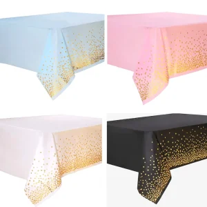 137*274 cm Gold Stamping Dot Tablecloth Disposable Gold Dots Table Cover for Birthday Party Decoration Table Covers