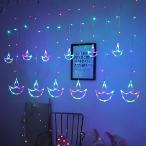 138LED Diwali Lanterns Indian Diya Boat Row Lights Candles Diwali Ramadan Deepavali Decoration Light