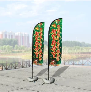 13ft Festive Christmas Flags with Pole Set Outdoor Decorations Banner
