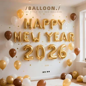 13pcs Happy New Year Decoration Balloons Rose Gold Red Foil Balloons Party Decorations Letter Globos