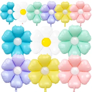 14 20Pcs White Blue Daisy Foil Balloons Groovy Flower Balloon Decor for Birthday Baby Shower Wedding Daisy Themed Party Supplies