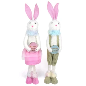 14 Inch Happy Easter Spring Holiday Decorations Indoor Rabbit Couple Lovely Bunny Plush with Easter Egg