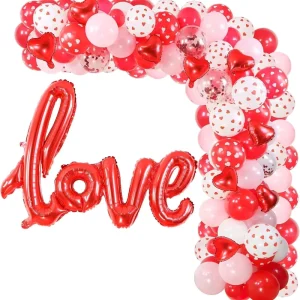 141 PCS Valentine’s Day Theme LOVE Foil Balloon pink Red White Latex Balloon Garland Arch Kits for Lover’s Day Decor Proposal