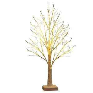 144 LED Copper Metal Artificial Birch Tree Lights Timer DIY USB Battery Powered Fairy Light Christmas Table Home Wedding