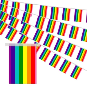 14X21CM LGBT Rainbow Pride String Flag LGBTQ Progress Pride Bunting Banner Custom Gay Pride Pennant