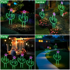 15’H Art Deco Cactus Shaped Metal Handicraft Neon Sign Plug Powered LED High Quality Floor Mount Outdoor Party Home