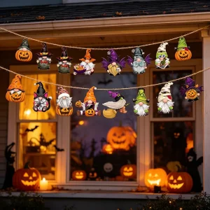 15PCS Halloween Gnome Wood Decor W prints for Holidays & Weddings Use As Wall Banners