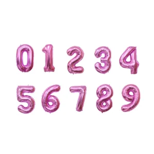 16 32 40inch 0-9 Number Foil Balloon Single on Bulk for Wedding Birthday Party Decoration pink Digital Globos