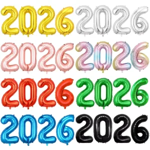 16 40Inch Number Foil Balloons Colorful Big Size Digit Globos for Festival Party Supplies New Year