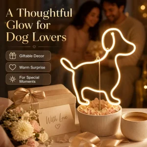 16″H Metal Handicraft Dog Neon Sign LED Lights Dachshund Design Plug Powered Floor Mount Home Outdoor Decor High Quality
