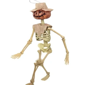 16″ Halloween Pumpkin Skeleton Plastic Decorative Spooky Lawn Haunted House Props Joints Posable Full Body Adult Yard Garden