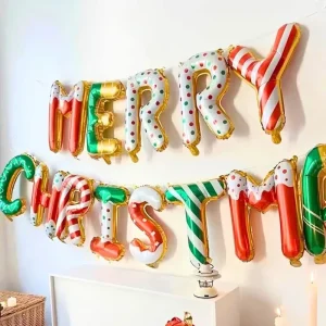 16 Inch Christmas Letter Balloons Banner Inflatable Holiday Party Decorations Supplies Merry Christmas Foil Balloon