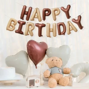 16 Inch Cream Color Happy Birthday Balloons Set for Birthday Decoration Letter Aluminium Balloons