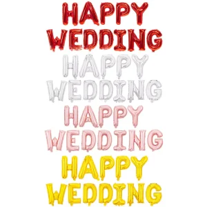 16 Inch Gold Silver Rose Gold HAPPY WEDDING SWEET WEDDING Letters Aluminum Film Balloons Set for Wedding Decorations