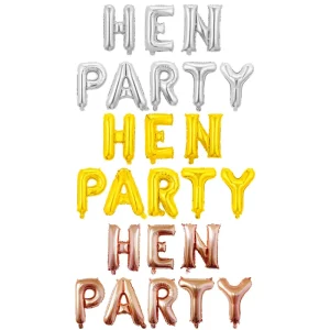 16 Inch Gold Silver Rose Gold HEN PARTY Letters Aluminum Film Balloons Set for Party Decorations Party Supplies