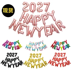16 Inch Happy New Year Aluminum Film Foil Helium Balloons Letter Set Banner Party Decorations Party Supplies
