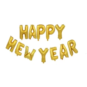 16 Inch Matte Gold Happy New Year Decoration Foil Letter Balloons