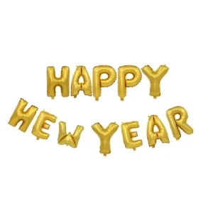 16 Inch Shiny Gold Happy New Year Decoration Foil Letter Balloons