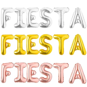 16 Inch Spanish Carnival FIESTA Alphabet Set Foil Balloon Mexico Fiesta Taco Balloon for Carnival Party Decorations