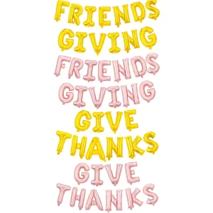 16 Inch US-Style Letter Aluminum Foil Balloons GIVE THANKS Set Thanksgiving-Themed Party Decorations