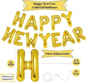 16 Inches Party Decoration Aluminum Film Balloons Foil Banner Balloons Happy New Year Letter Foil Balloon Party Supplier