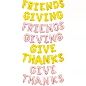 16-inch GIVE THANKS Banner Bunting Foil Balloon for Thanksgiving Day Party Decoration Friends Giving Aluminum Film Letter Ballon