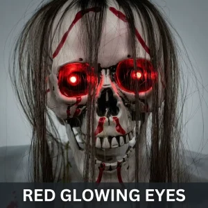 160cm Halloween Hanging Ghost with Sound & Red Glowing Eyes Blood Skull & Blood Clothes Prop for Haunted House Decoration