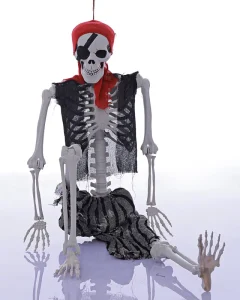 165cm Halloween Pirate Skeleton Full Body Movable Joints Plastic Humanoid Decoration for Courtyard Lawn Garden and Haunted House