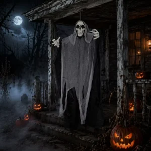 165cm Life Size Halloween Hanging Ghost Spooky Skeleton Grim Reaper for Outdoor Yard Haunted House Decor