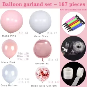 167pcs 5 10 12 18 Inches Macaron Balloons Garland Chain Set Arch Kit For Wedding Birthday Party Decoration Supplies