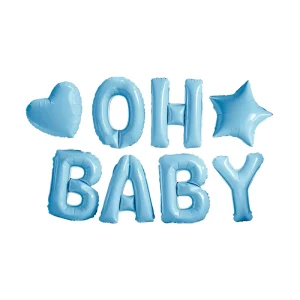 16Inch OH BABY Letters Aluminum Foil Balloons Custom Multi Color for Baby Shower Alphabet Star Heart Globos Set