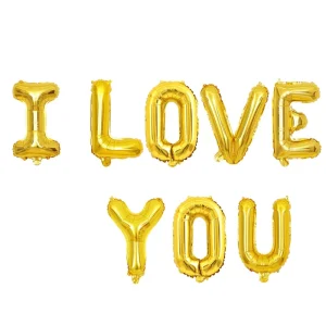 16inch I LOVE YOU Letters Foil Balloons Set Self sealing for Wedding Valentine’s Day Party Decoration