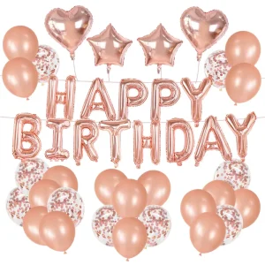 16inch Rose Gold Happy Birthday Balloons Kids Adults Birthday Party Supplies Anniversary Decoration Foil Latex Balloons