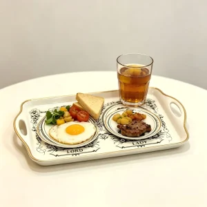 17 Inch Halloween Patterns Portable Eco-Friendly Melamine Plate Binaural Tray Rectangle Serving Tray for Restaurants