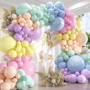 174 Pcs Balloons Arch Kit Macaron Assorted Colorful Spring for Baby Shower Wedding Birthday Party Decorations Balloon Garland