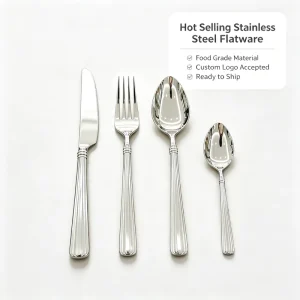 18 10 Stainless Steel Flatware Set Mirror Polished Fluted Handle Cutlery Spoon Fork Knife Tableware for Wedding Party Dining