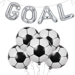 18 Inch 5pcs Football Baseball Round Foil Aluminum Film Balloon Set for Children’s Birthday Sport Theme Party Decoration