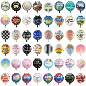 18 Inch Foil Balloons ‘Happy Birthday’ English Ear Design Eco Friendly Durable Helium Balloons for Party Decorations 6 Color